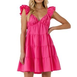 Fuchsia Tiered Mini Dress